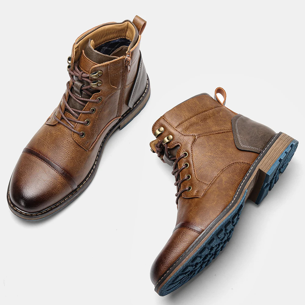 Men Boots Brand 2026 Comfortable Fashion Retro Ankle Boots Leather