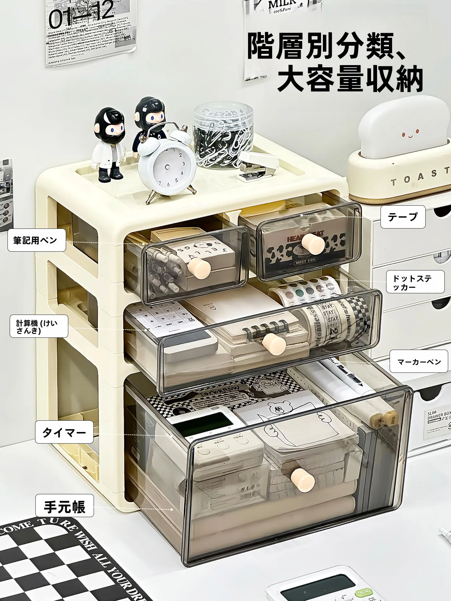 

Настольный органайзер с отделениями для канцелярских принадлежностей, для офиса и учебы, прозрачный пластик, 3 слоя, пыленепроницаемый