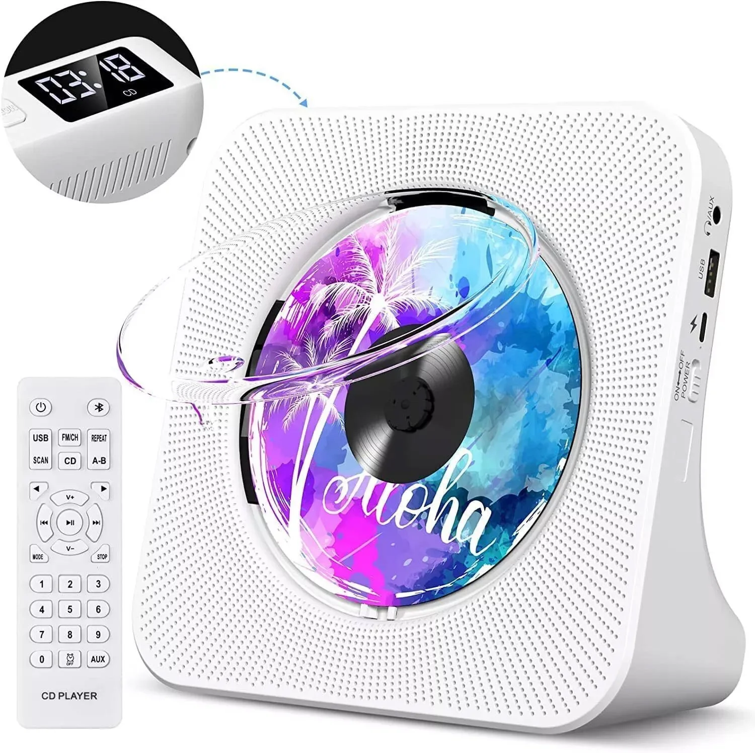 Portable CD Player with Bluetooth AUX USB Plus FM Radio Plus Remote Control