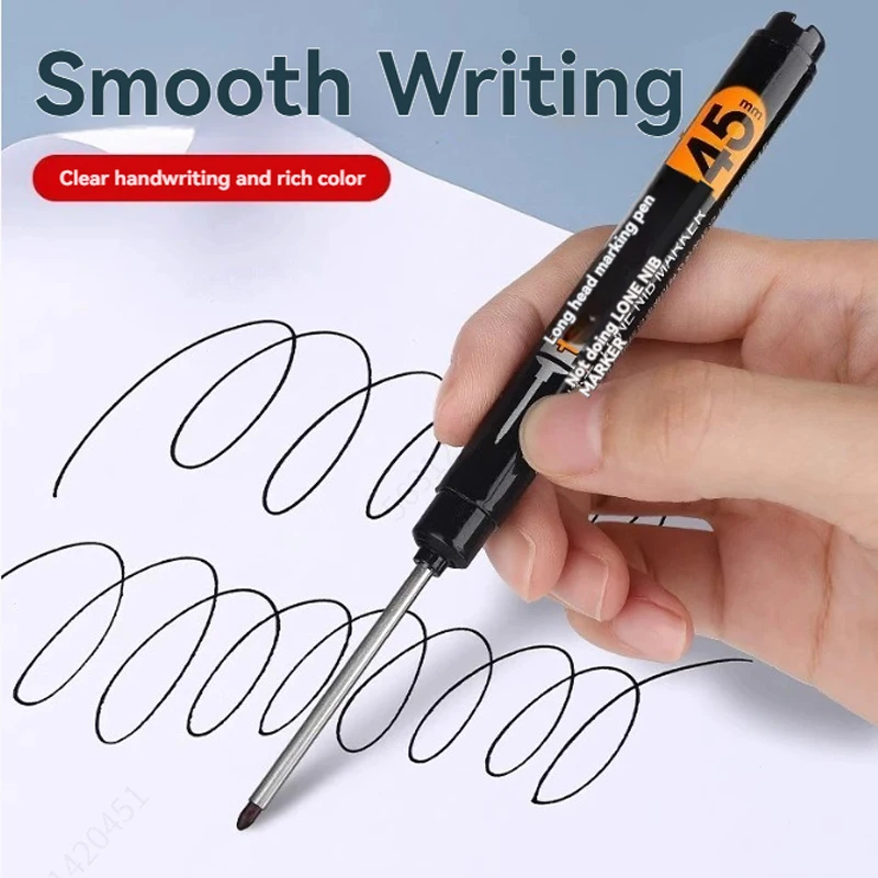 45mm Waterproof Long Head Nib Deep Hole Markers Pen Tile Carpenter Pen Multi-purpose for Woodworking Black/White/Red Ink image 4