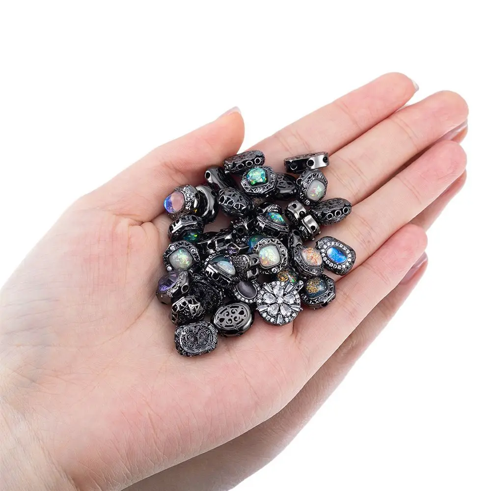 8 Copper Plated Gun Black Bracelet Necklace Beading Accessories DIY Handmade Jewelry Material Through Hole Sparse Bead Wholesale