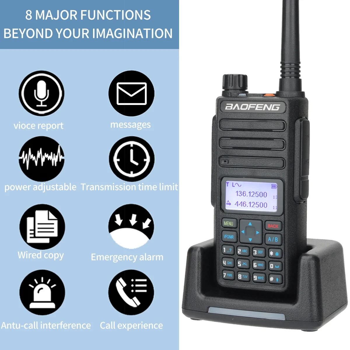 Baofeng Dr-1801 Dmr Digitale Walkie Talkie Dual Time Slot Analoge Tier 1 & 2 Lange Afstand Dual Band 1024ch DM-1801 Ham Tweeweg