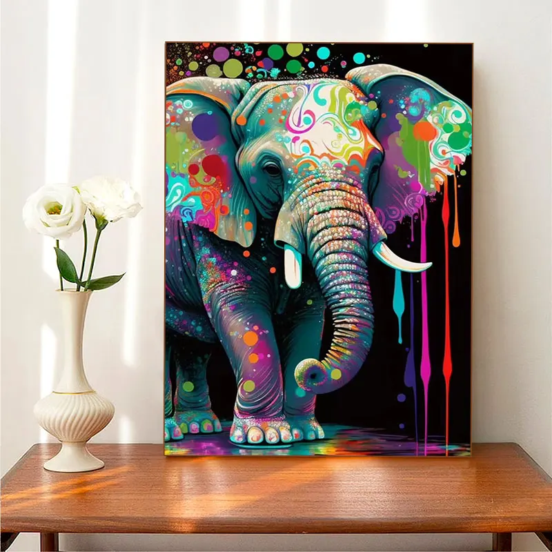 

5d Diy Diamond Painting Round Diamond Painting Kits for Adults Home Decor Diamond Paint Handmade Artwork Elephant Animals