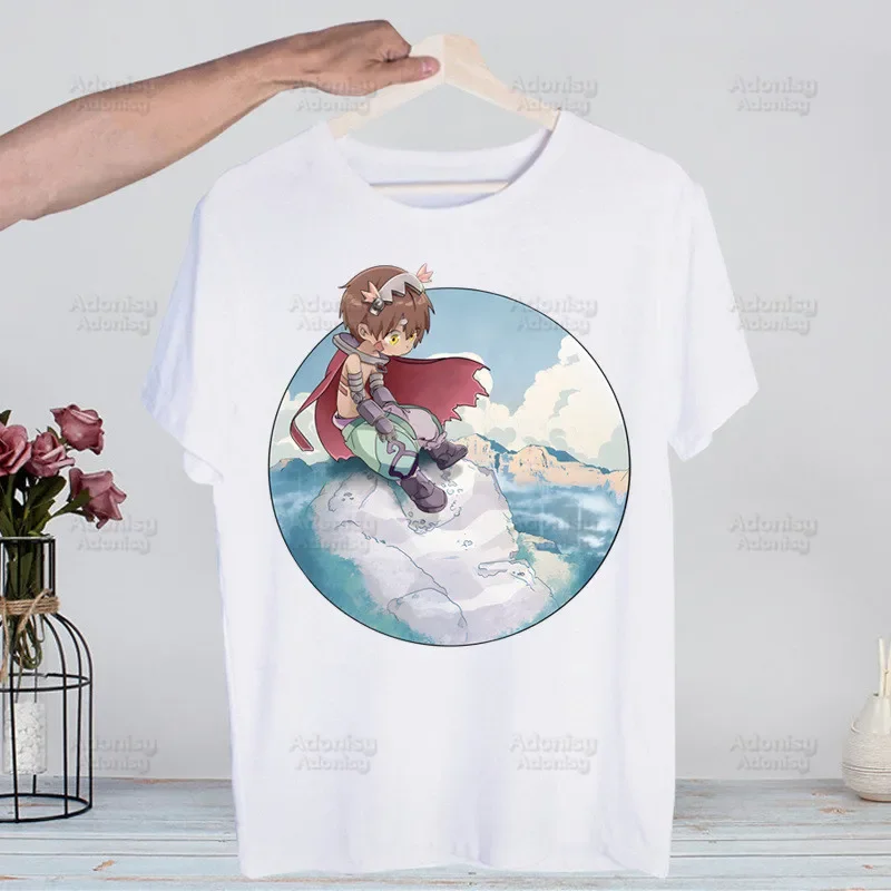 Made In Abyss T Shirts print O-Neck Short Sleeve Regular Mens Nanachi Riko Japanese Manga Heigh Quality Men Hip-Hop t Shirt