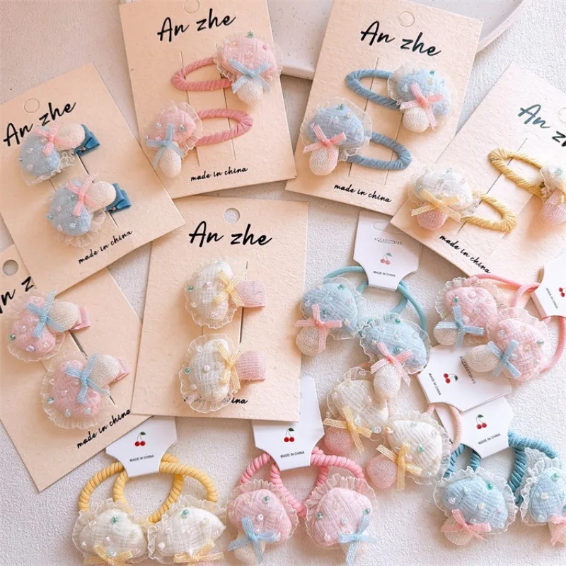

Cute Mushroom Bow Hair Accessories for Toddler Girls Side Bangs Barrettes Baby BB Clips Elastic Hair Ropes Ponytail Holders