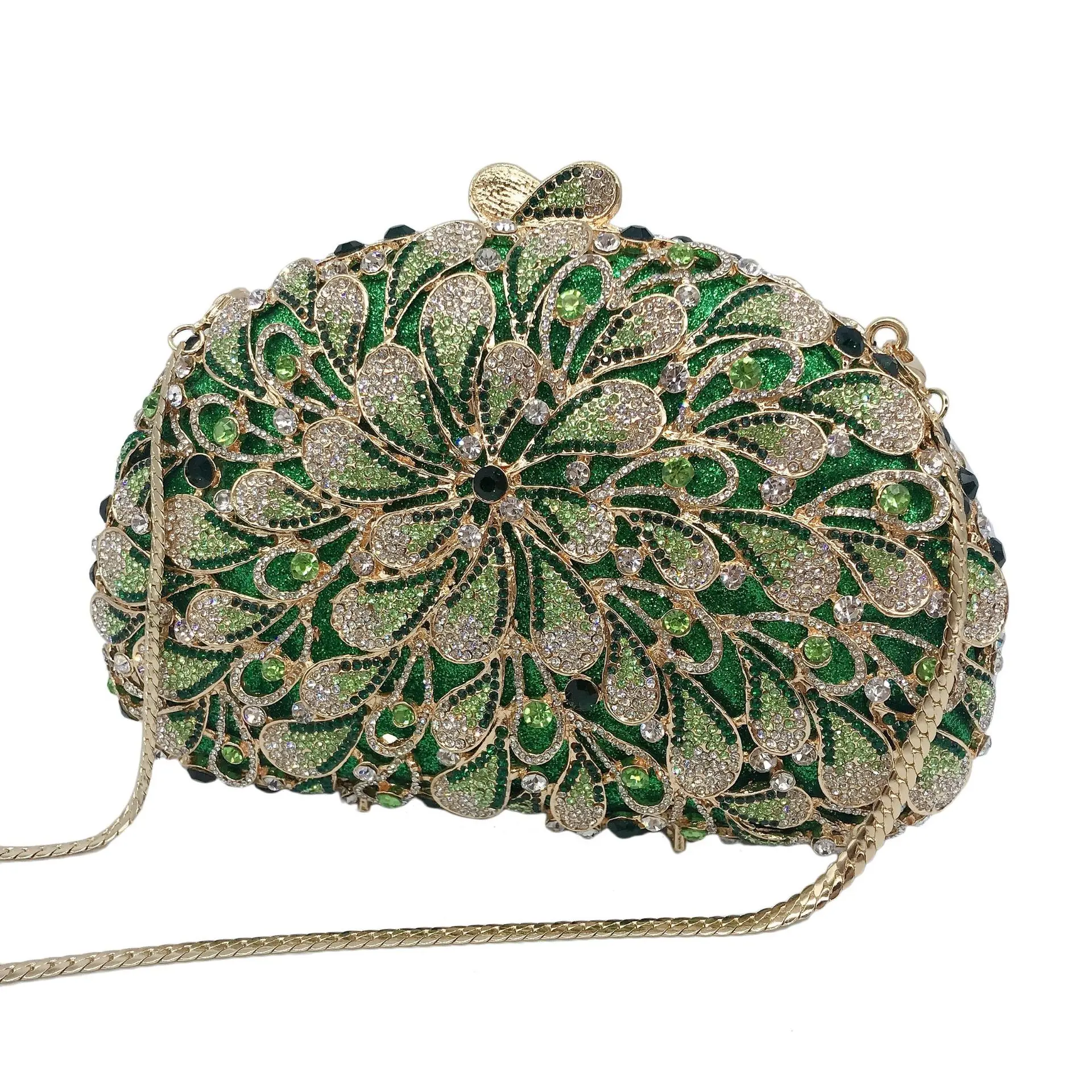 

Full Stones Minaudiere green/Red ClutcH Crystal Evening Bags Handbag Women Party Prom Bag Bridal Clutches Wedding Purse