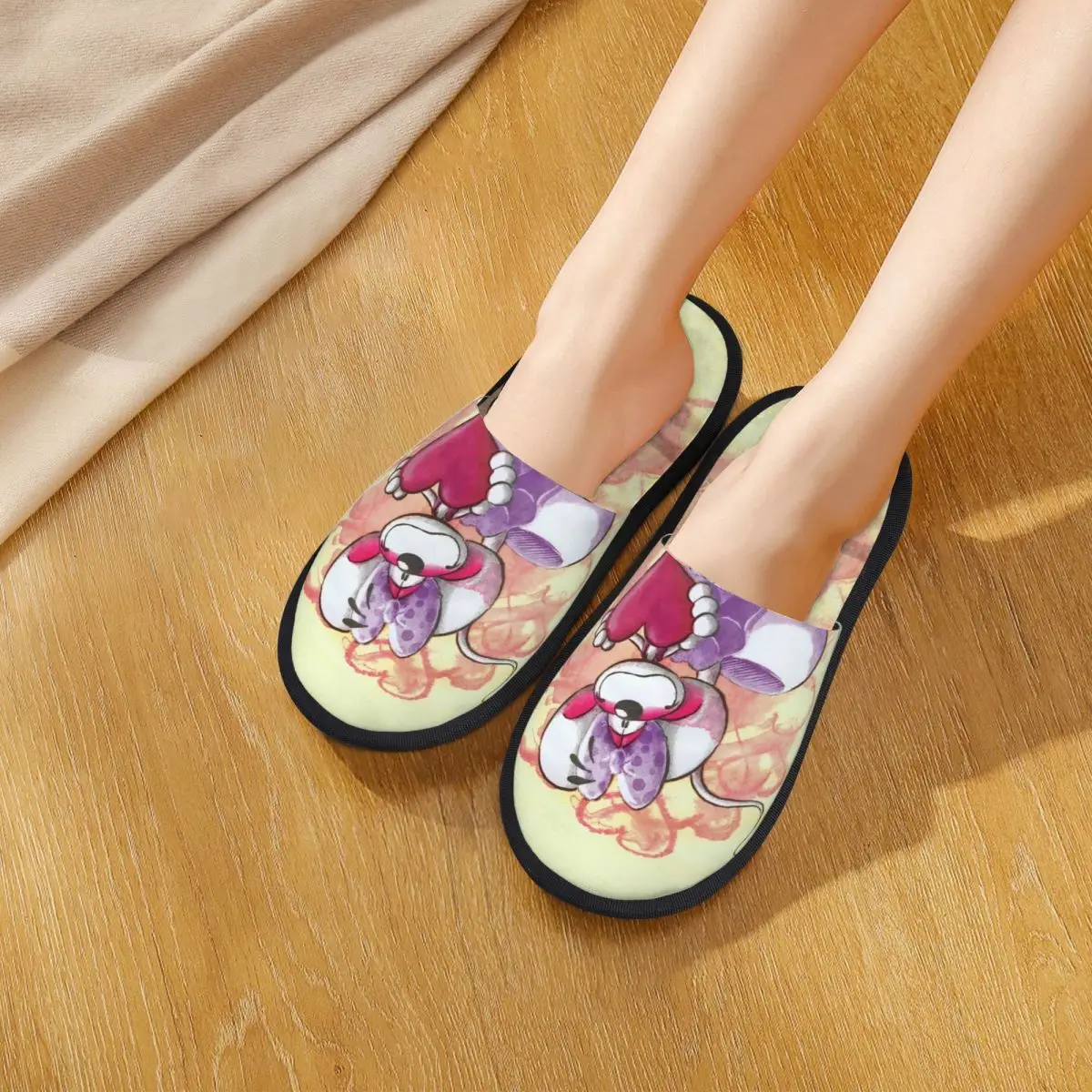 شبشب منزل D-Diddles لغرفة المعيشة، شباشب Diddl Catoon الناعمة من إسفنج الذاكرة غير قابلة للانزلاق