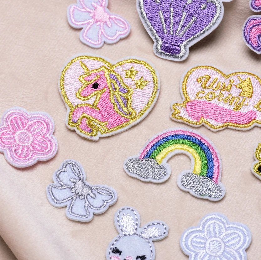 10 Pcs Mini Badges Embroidery Patches Embroidered Clothing Hat Bag Shoe Repair Material Phone Gift Box Decor DIY Accessory