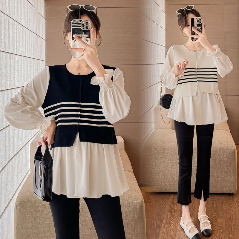 7138--blusas-de-maternidad-con-parches-de-moda-coreana-otonal-camisa-holgada-dulce-y-encantadora-para-mujeres-embarazadas-tops-de-embarazo