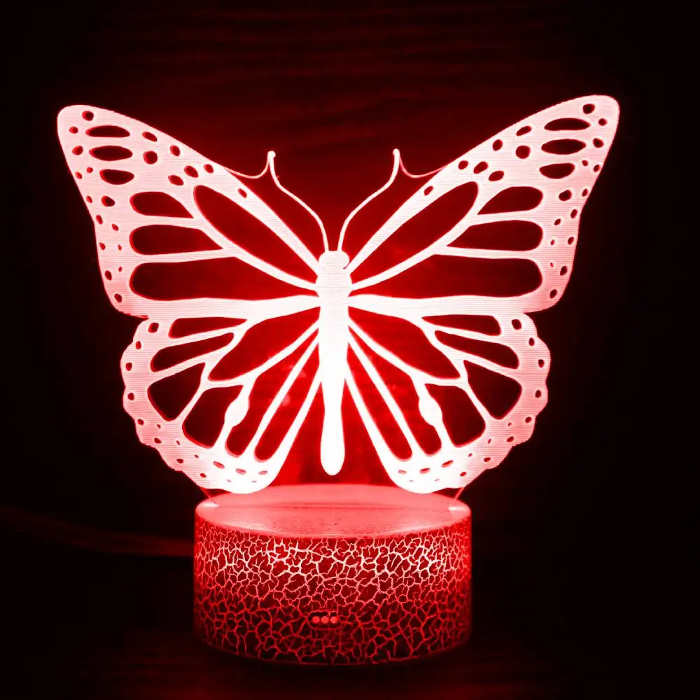 Nighdn Butterfly Night Lights for Kids 7 Color Changing Acrylic LED 3D Illusion USB Table Lamp Room Decor Children Birthday Gift