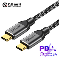 QGeeM USB 3.1 Type C to USB C Cable Gen2 PD 60W USB-C to USB C Charging Wire Cord Nylon Cable Cord for Samsung S9 S8 Macbook Pro