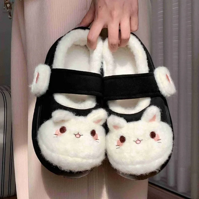 Original Japanese Autumn Winter Lolita Shoes Home Slippers Girls Soft Cute Cartoon Cat Indoor Cotton Magic Tape Thick Sole Shoes