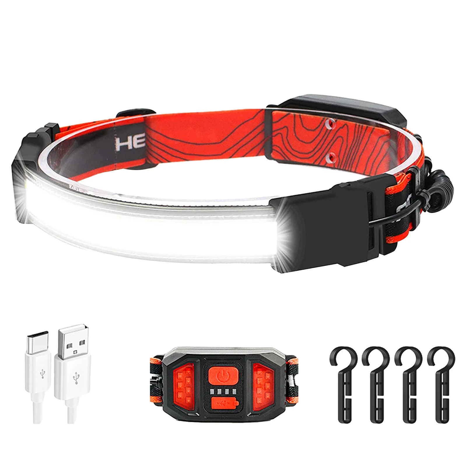 Head Light Led Headlamp Head Lamp Flashlight LED Headlight With Red Safety Taillight Ultra Bright Head Light Band Waterproof For