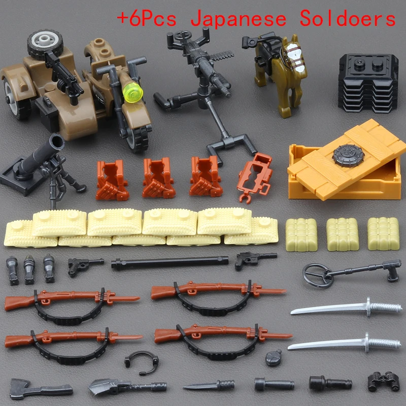 WOII Soldaat Japans Leger Militaire Wapens Speelgoedmodel WO2 M25 Zwaar Gepantserd Voertuig Rupsvoertuig Strijd Tank Bouwstenen Speelgoed