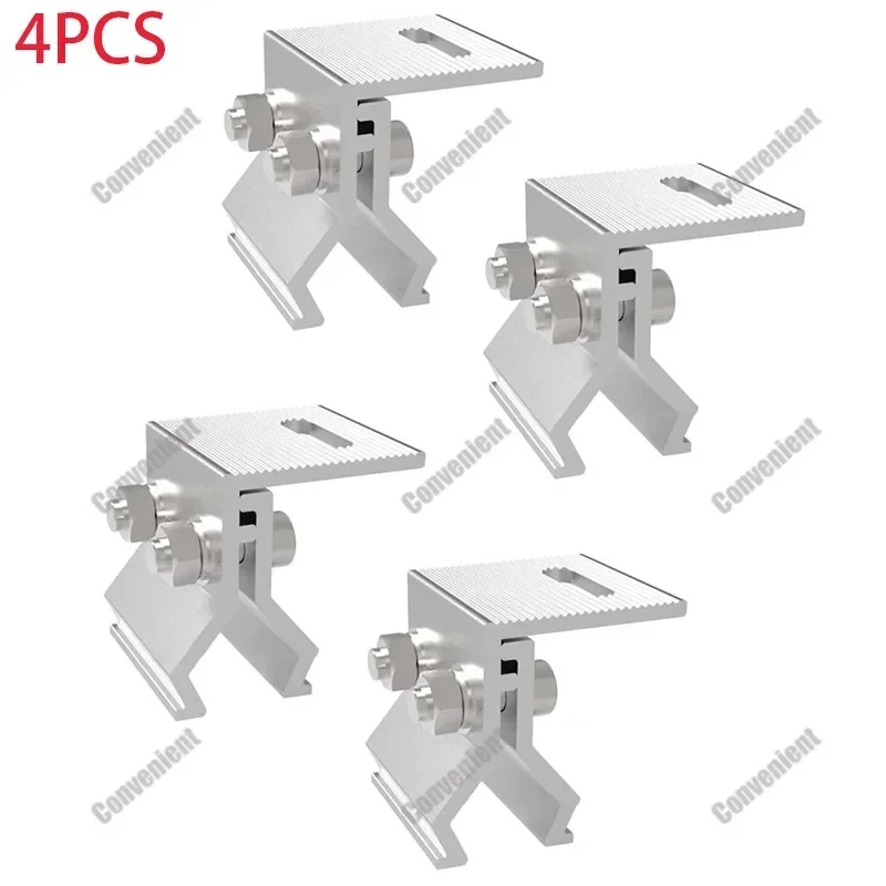 

4pcs Solar Panel Bracket Roof Mounting Clamp With 4pcs Screw Accessories Aluminum PV Mounting Clips Easy To Install 2025 New