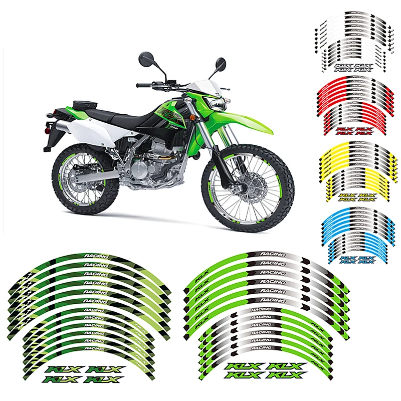 

Для KAWASAKI klx 230r 230s 230se 300 300 Новинка для внедорожника 21 дюйм 18 передний и задний край внешний обод наклейки на колеса светоотражающие наклейки