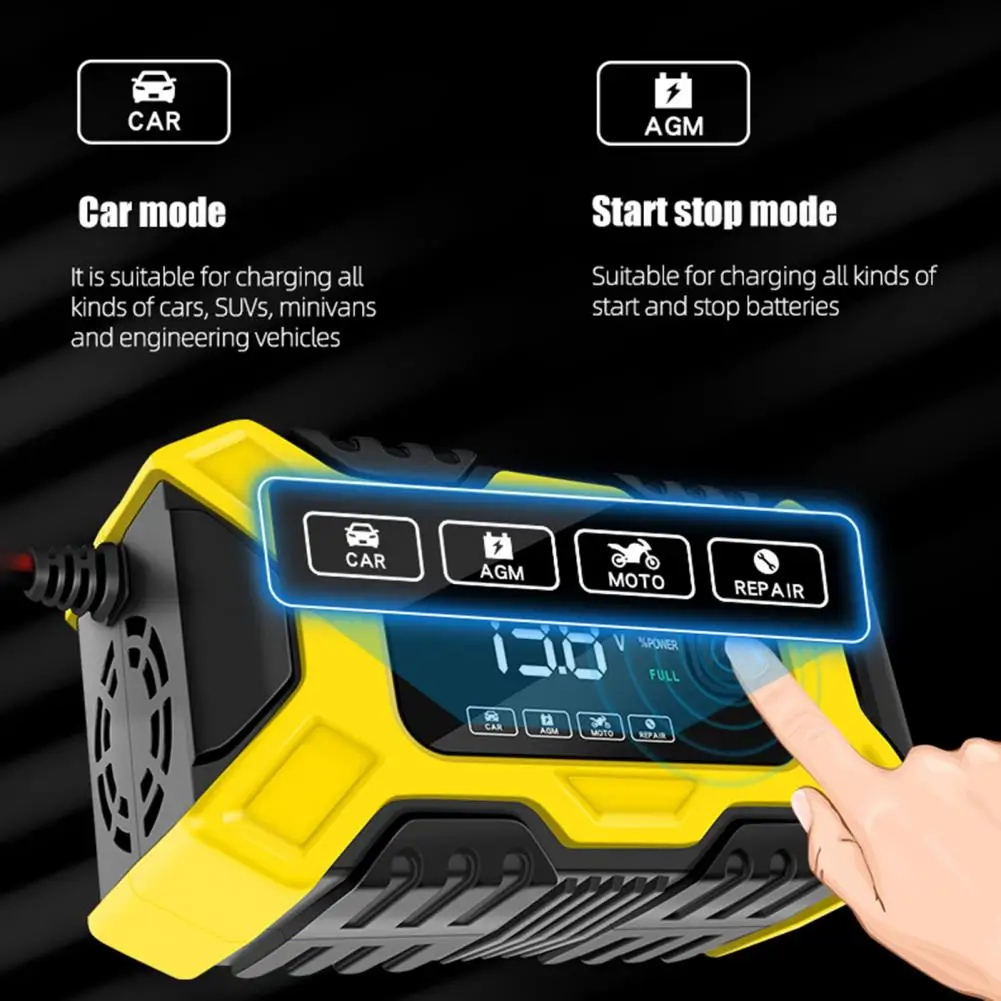 Auto Battery Charger  Safe Large Screen Universal  12V Car Motorcycle Charging Device Car Accessories