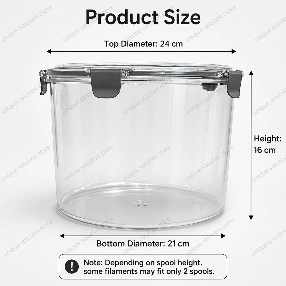 3D Printer Filament Storage Box Airtight Dry Box Clear Spool Container Moisture-Proof for 1kg PLA PETG TPU 2-3 Spools