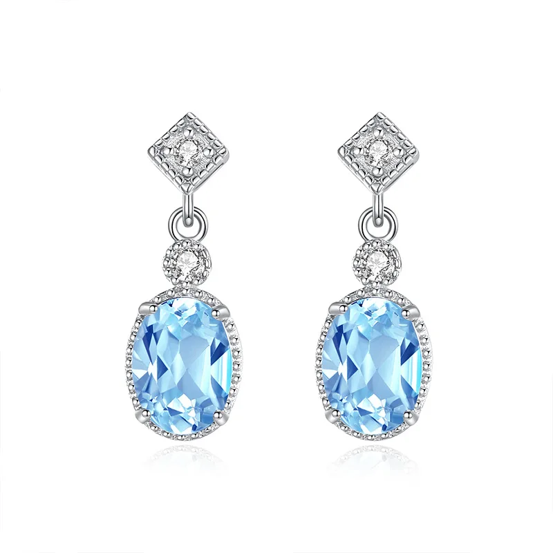 

Натуральные серьги-подвески из голубого топаза, цитрина, аметиста и граната для женщин, подарок, серебро 925 пробы, свадебный подарок, ювелирные изделия