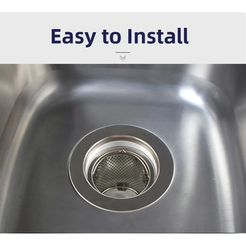 Stainless Steel Sink Strainer 126mm Height 77.5mm Top Diameter SUS304 Dense Mesh Basket for Home Kitchen Drainage
