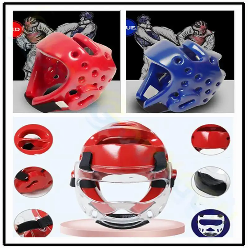 Taekwondo headgear thickening karate helmet adult children Sanda boxing training helmet mask Muay Thai protective gear Headguard