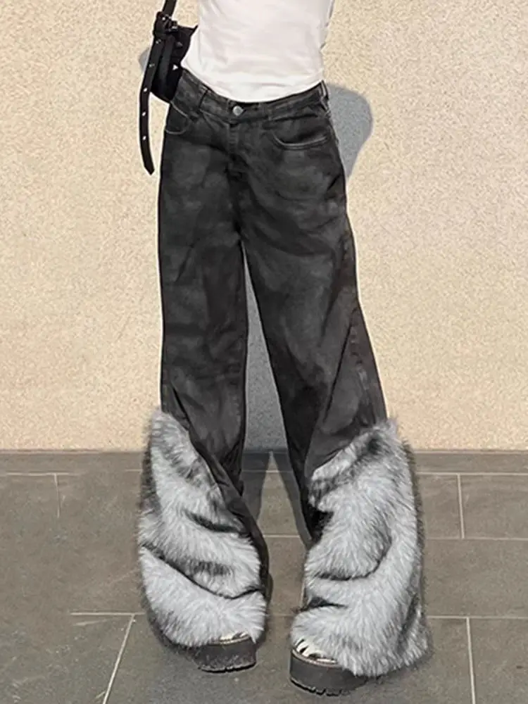 Black Jeans Women Vintage High Waisted Straight Denim Trouser Hip hop loose Y2K American Streetwear Wide Leg Classic Denim Pants