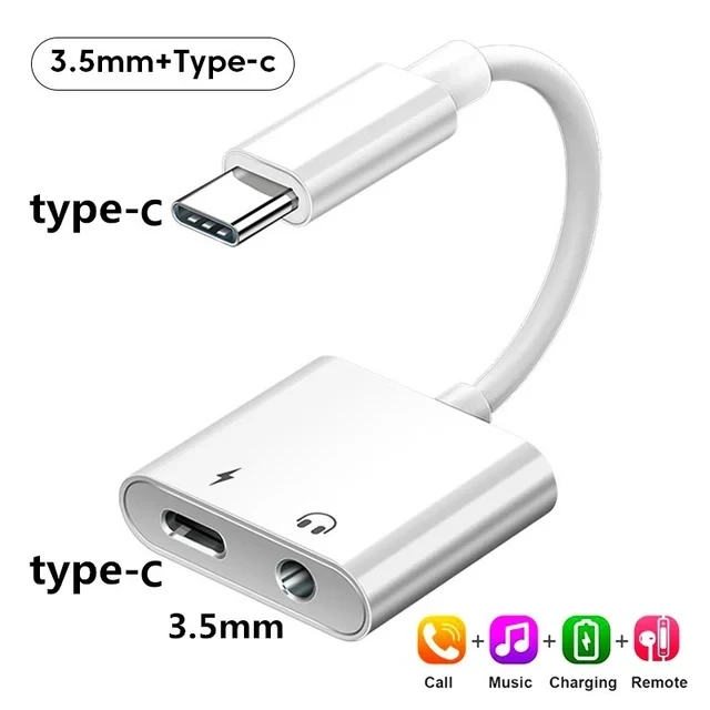 2-in-1-Audio-Adapter USB C auf 3 5 mm Klinke Typ C Lade 3,5 mm Aux-Kabel für Samsung Xiaomi Huawei kabelgebundener Kopfhöreranschluss