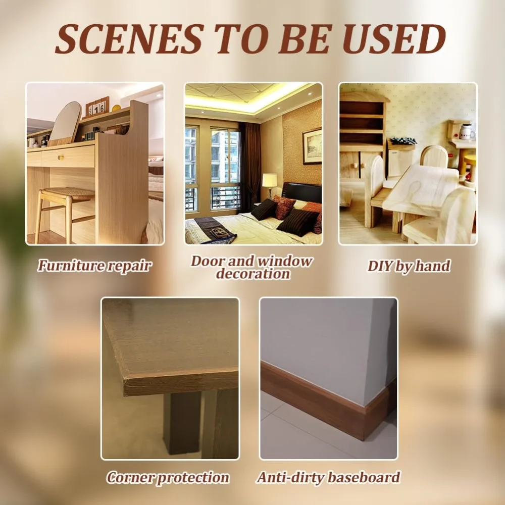 PVC Self Adhesive Wood Grain Tape 10m Long Waterproof Wallpaper for Furniture Repair Floor Skirting DIY Home Repair  Decoration