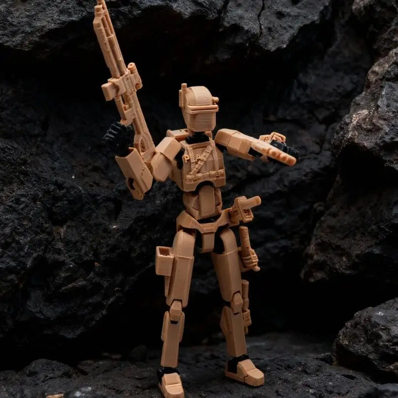 En stock Figura de acción del equipo de tortuga negra Lucky 13 impresa en 3d - Modelo de juguete para regalo completamente articulado