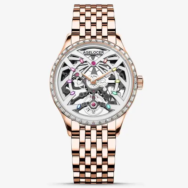 AGELOCER orologio da corsa originale da uomo quadrato luminoso automatico orologio meccanico regalo di compleanno per uomo