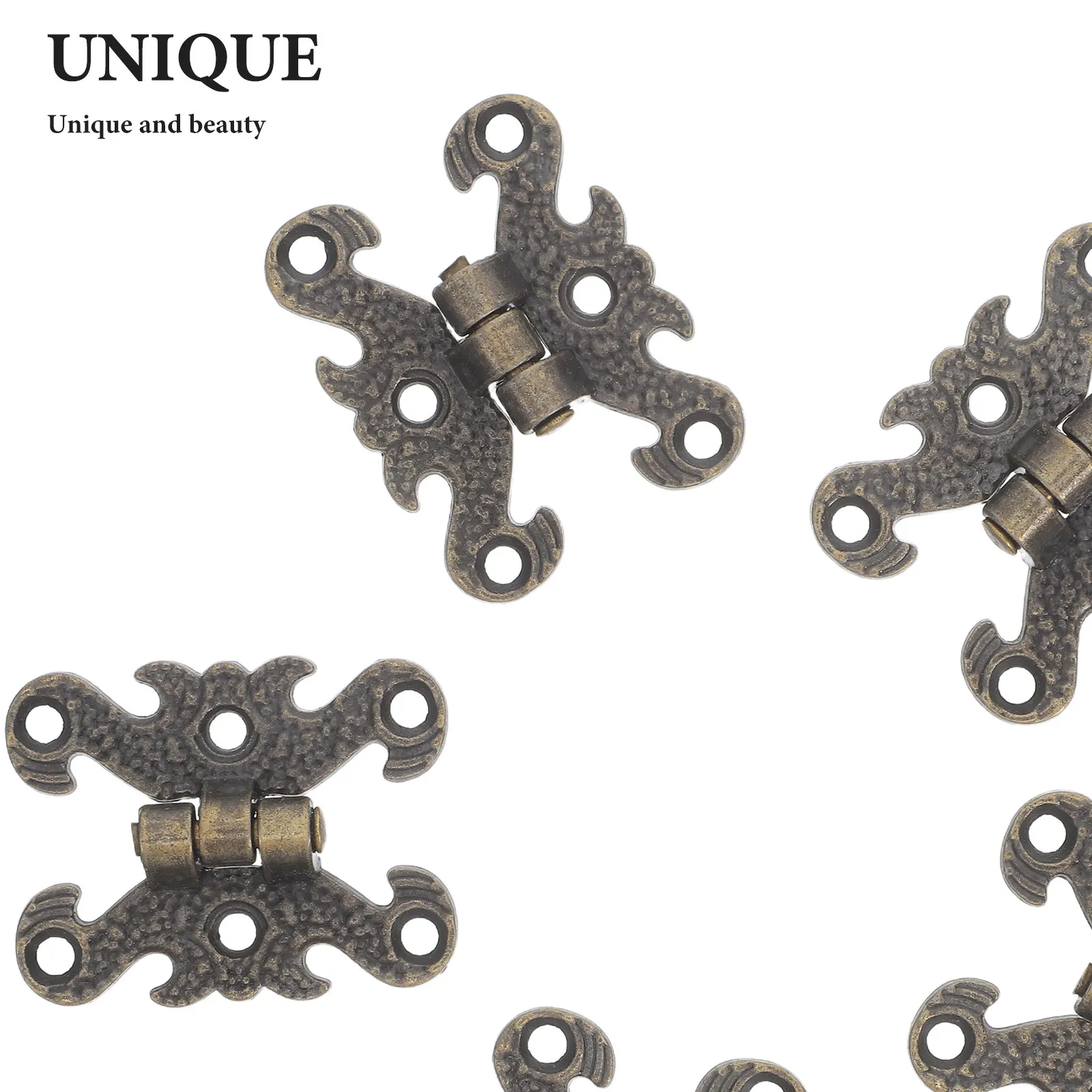 10Pcs -Style Decorative Hinges Small Golden Zinc Alloy Mini Hinges for Wooden Box Jewelry Making Chest Box Cabinet