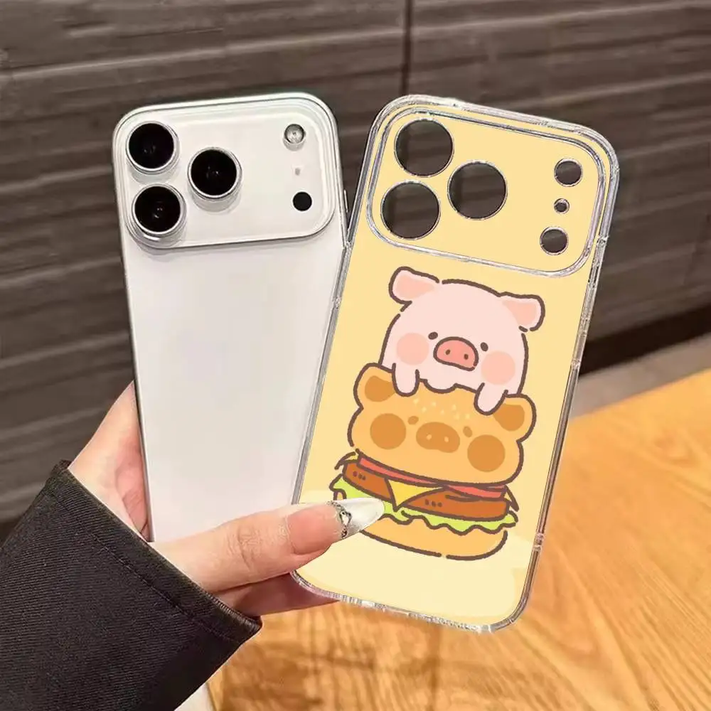 Cartoon L-Lulu Pig Phone Case Silicone Soft for iphone 18 17 16 15 14 13 12Pro MAX Plus X Cover