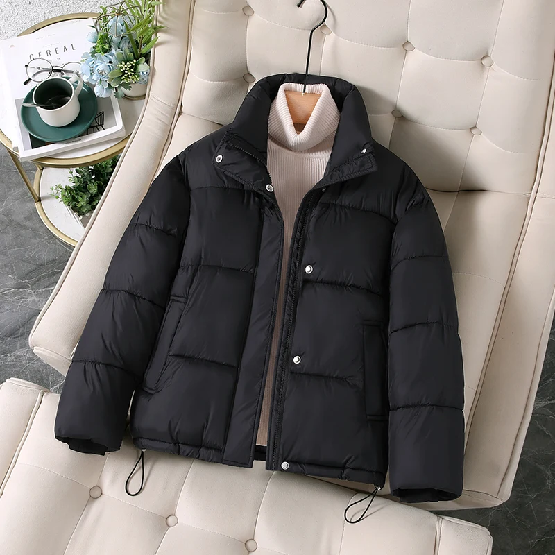 Down Jacket Cotton-padded Clothes Women Short 2024 New Korean Sle Loose Thickened Cotton-Padded Jacket Plus size Stand Coll...