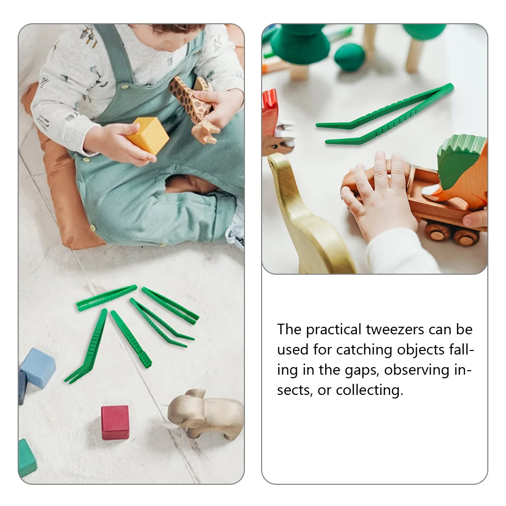 

6Pcs Kids Plastic Tweezers Curved Head Tweezers for Crafts Sorting Collecting Insects Fine Motor Skills Training Aid