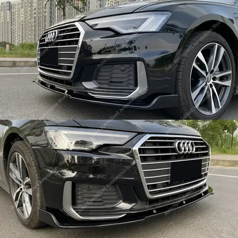 자동차 앞 범퍼 립 스포일러 스플리터 디퓨저, 아우디 A6 S6 C8 4A TFSI TDI S-라인 2019-2022 Pre-LCI 바디 키트 튜닝, 3 개