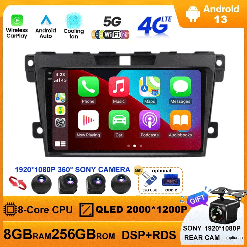 

Android 13 Car Radio For Mazda CX7 CX-7 CX 7 ER 2009 - 2012 Multimedia Video Player Stereo GPS Navigation 5G WIFI DSP Carplay