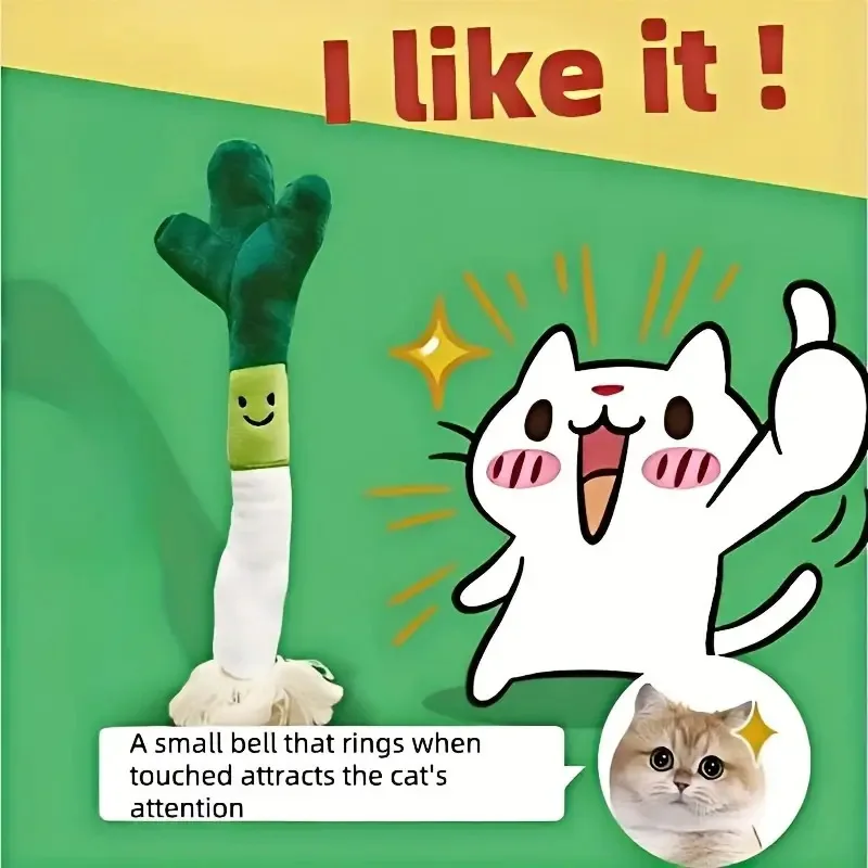 Cute Scallion Shaped Plush Pet Toy Bite Proof Chewing Toy Teeth Cleaning Sound Interactive Play For Small Medium Pets Dog Cat