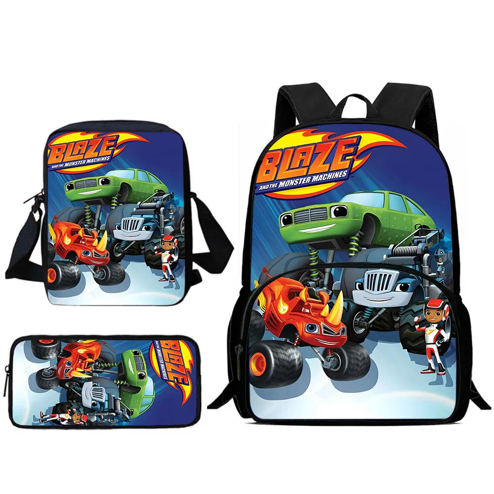 Child Backpacks Blaze and the Monster Machines Shoulder Bag Pencil Case Pupil Large Capacity School Bag for Boys Girls Best Gift