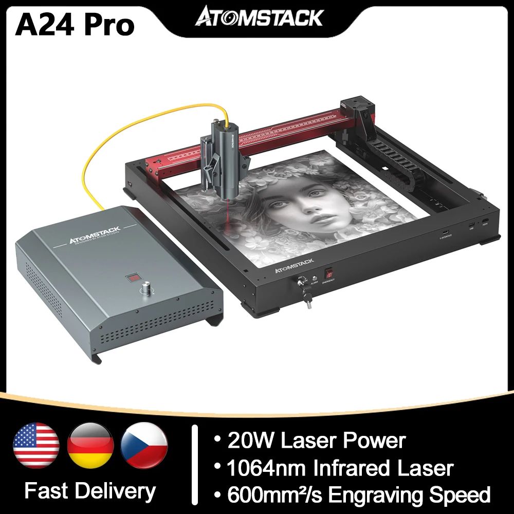 ATOMSTACK A24 Pro Laser Engraver 1064nm Wavelength Infrared High Precision Laser Engraving Machine 36000mm/min High Speed