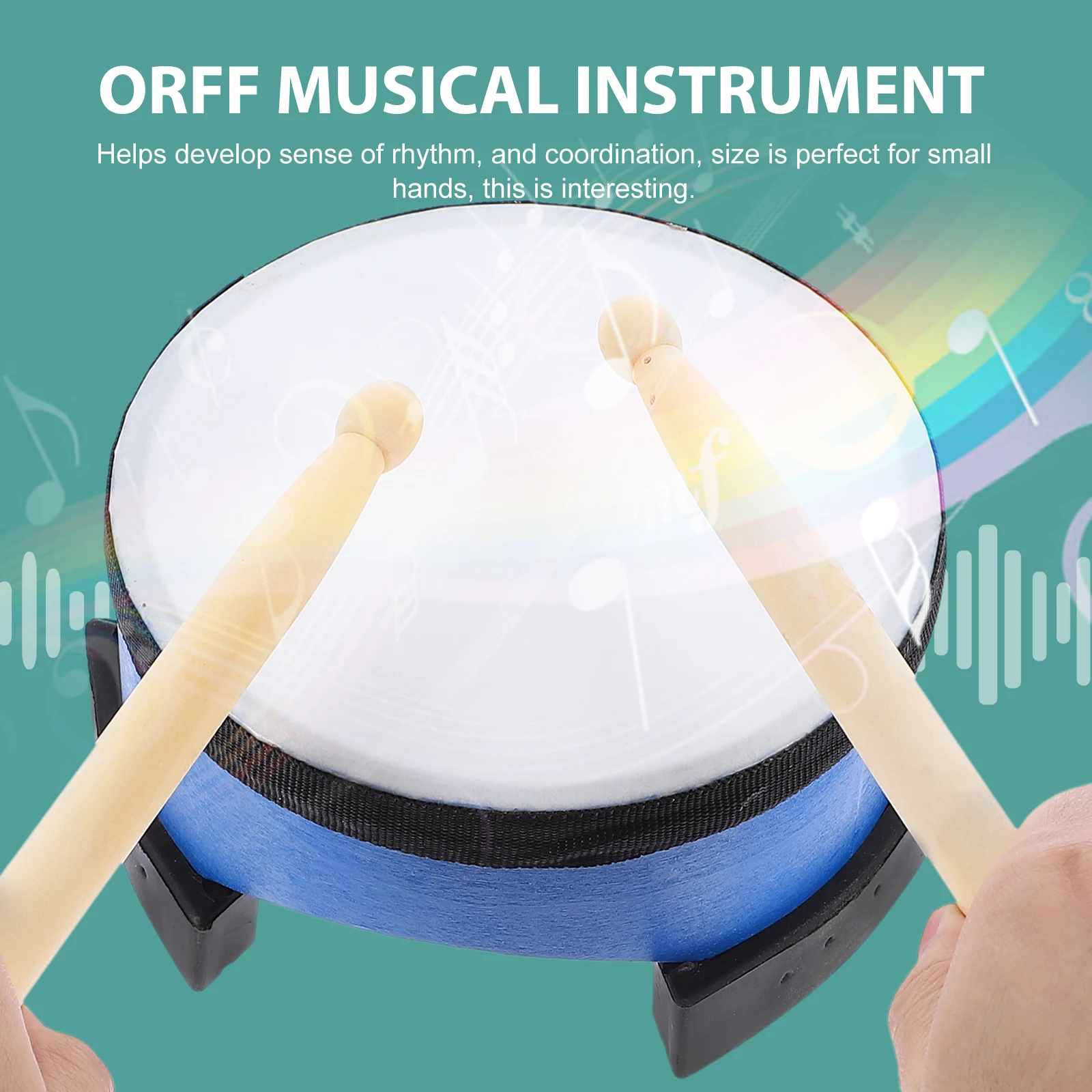 

1 set 6 Inch Floor Drum Percussion Instrument Toys Kids Toddler Red Color Material Music Education Rhythm Coordination