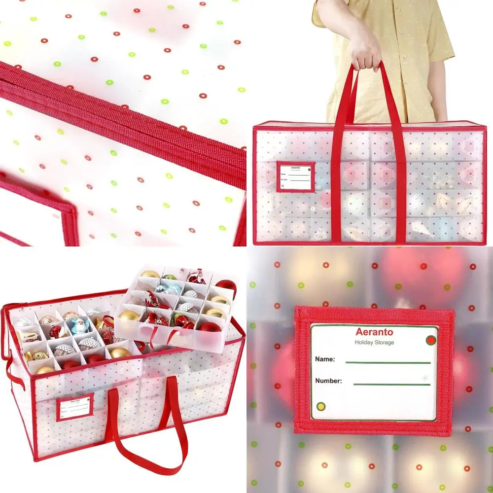 

Compact Ornament Storage Box with Trays - Holds 2.75 Ornaments, Double Zip, Dustproof Organizer for Holiday Decor