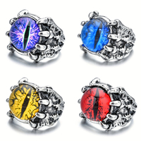 Punk Colour Evil Eye Rings for Men Domineering Adjustable Opening Dragon Claw Retro Metal Ring Halloween Party Gifts 2025