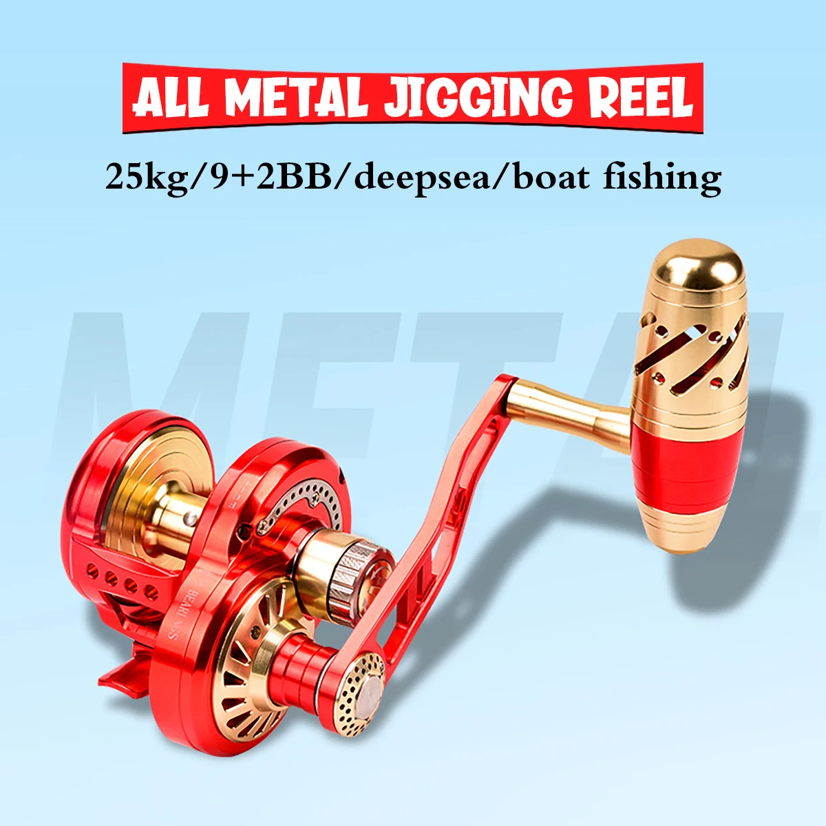 Max Resistance 25kg 6.3:1 Bait Casting Reel Fishing Reel Lure Reel Saltwater/Freshwater Reel Metal Jigging Reel Deep Sea Boating