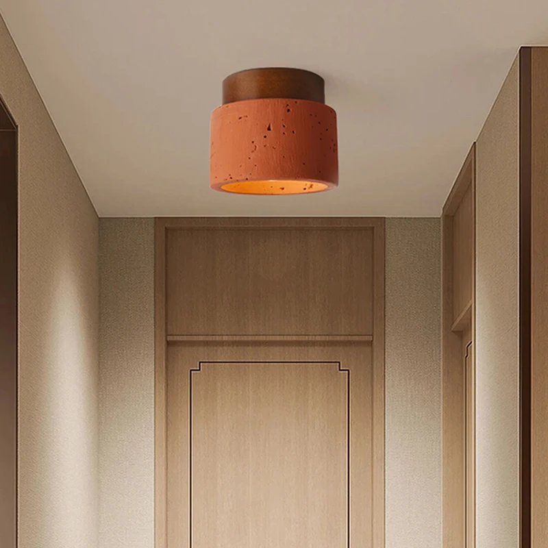 الرجعية الجوز الحجر المواد شفط ضوء السقف شقة غرفة المنزل مصباح صغير النمط الصناعي الممر شرفة الإضاءة