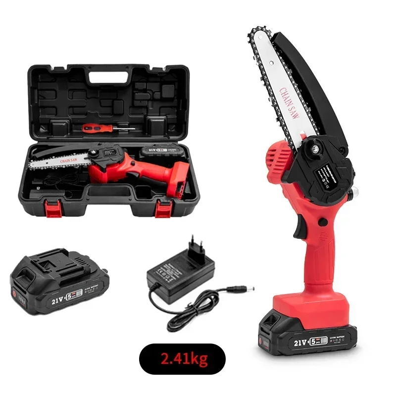 

21V 6 Inch Electric Chain Saw Cordless Electric Saw Handheld Chainsaw Pruning Logging Saw Rechargeable Woodworking Cutting Tools