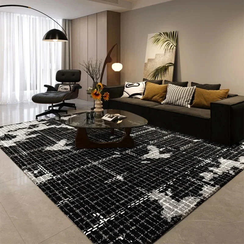 Scandinavian Rug Black White Geometric Non-Slip High Density Carpet for Modern Living Room Bedroom Office Home Decor HOT