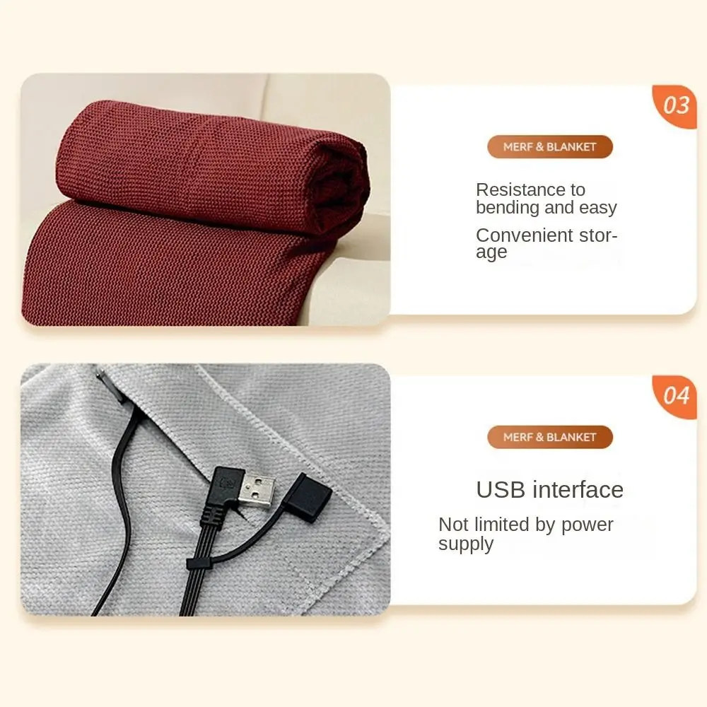New Wearable USB Electric Heated Blanket Washable 3 Heating Levels Warm Shawl Portable Heating Lap Blanket Household