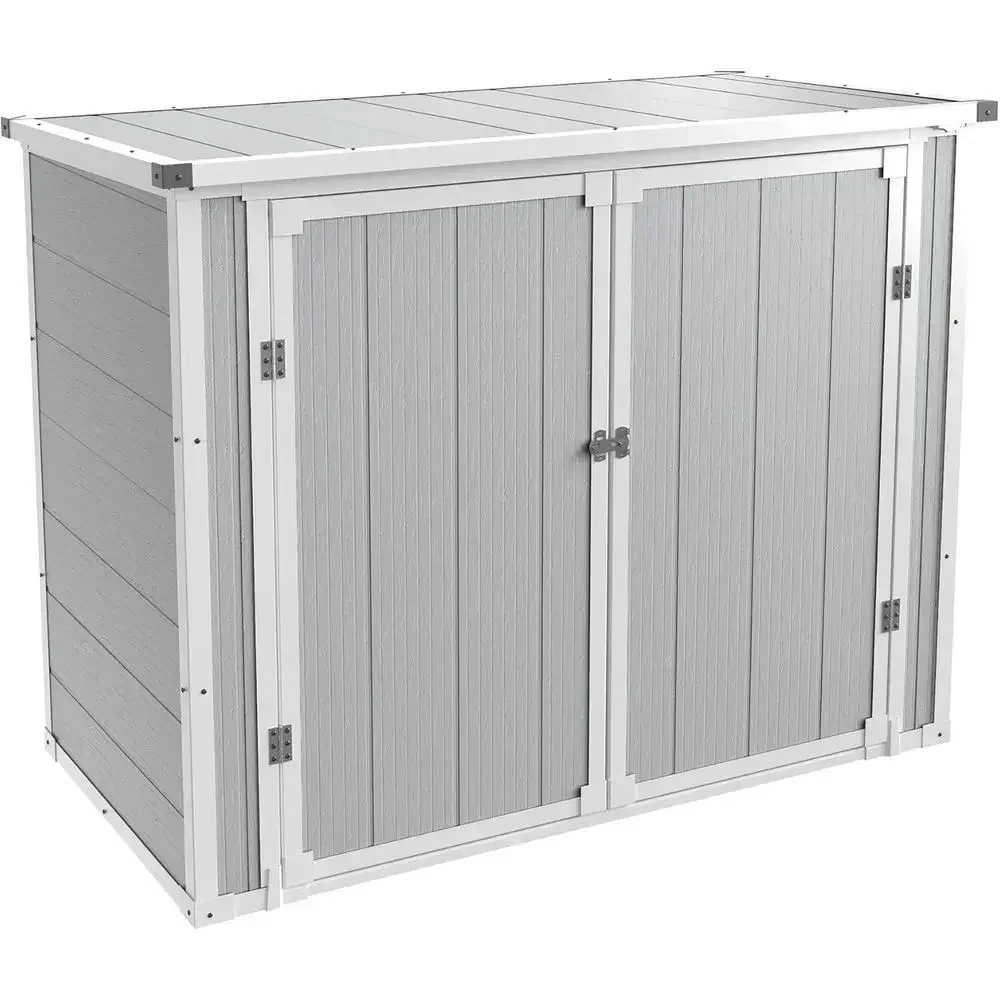 41 Cu.ft Horizontal Outdoor Storage Shed - Weatherproof Resin with Thickened Floor, Gas Spring Door, Lockable for Trash Cans, To