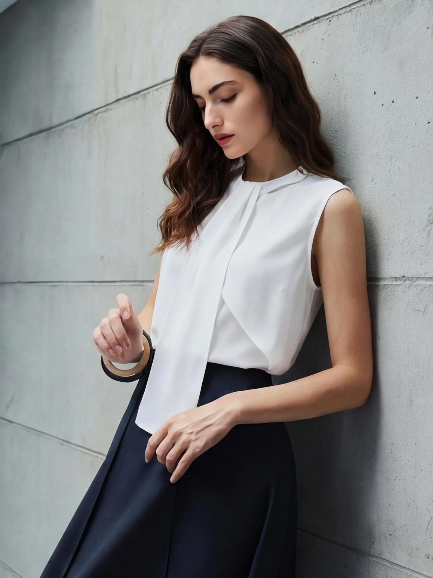 

Basic House Svel round Ne irt Women's Spring 2026 New Design Sensation Vest Vintage Commute Sle Loose Fit