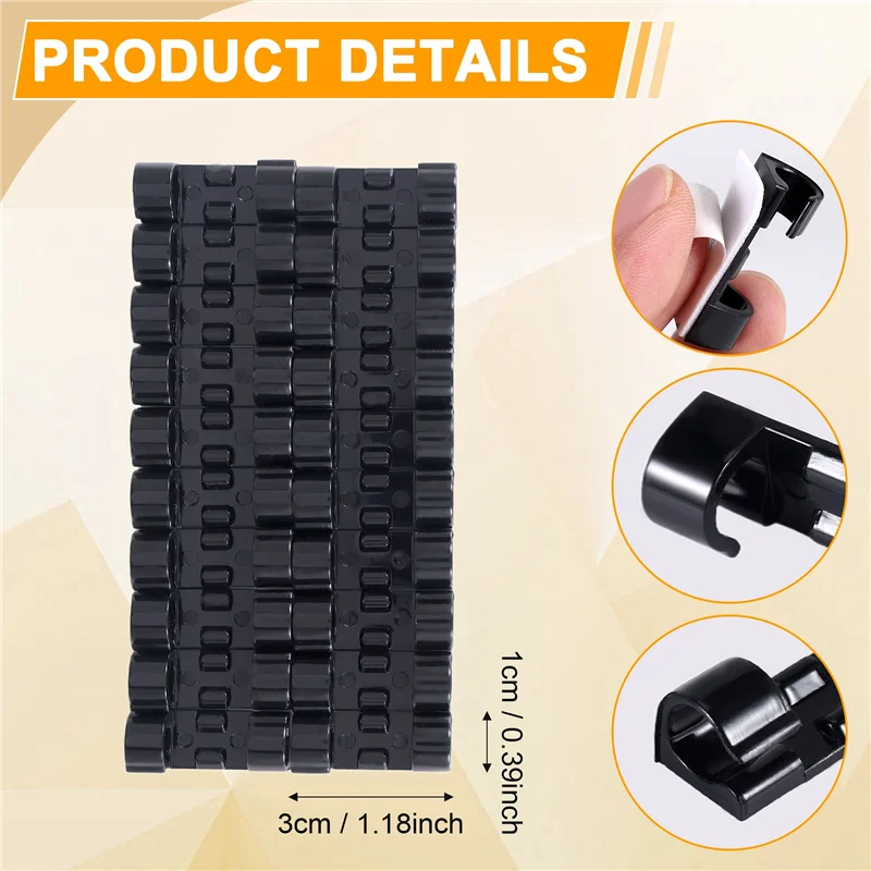 ABLL-20Pcs/Lot Wire Fixing Clamp Clip Desktop Wire Clear Up Clips Holder Clamps Cable Clip Device USB Cord Clips Holder Organise